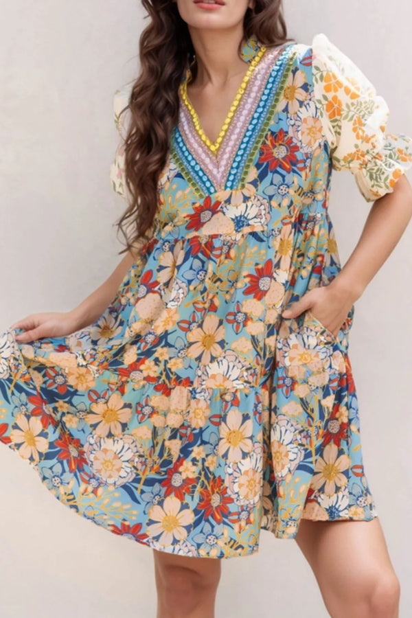 printed-notched-flounce-sleeve-mini-dress OhSoStyled at Sophia's Style-1